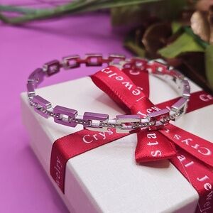 Infinity Bracelet Stainless Steel Silver Rhinestone Infiniti Bracelet - NEW